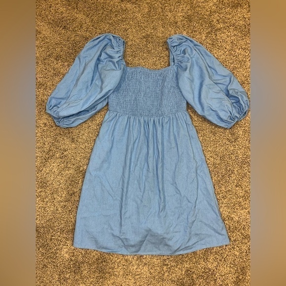 Tuckernuck • Beaufort Blue Annie Smocked Dress Linen Blend Size XSmall - Picture 2 of 4